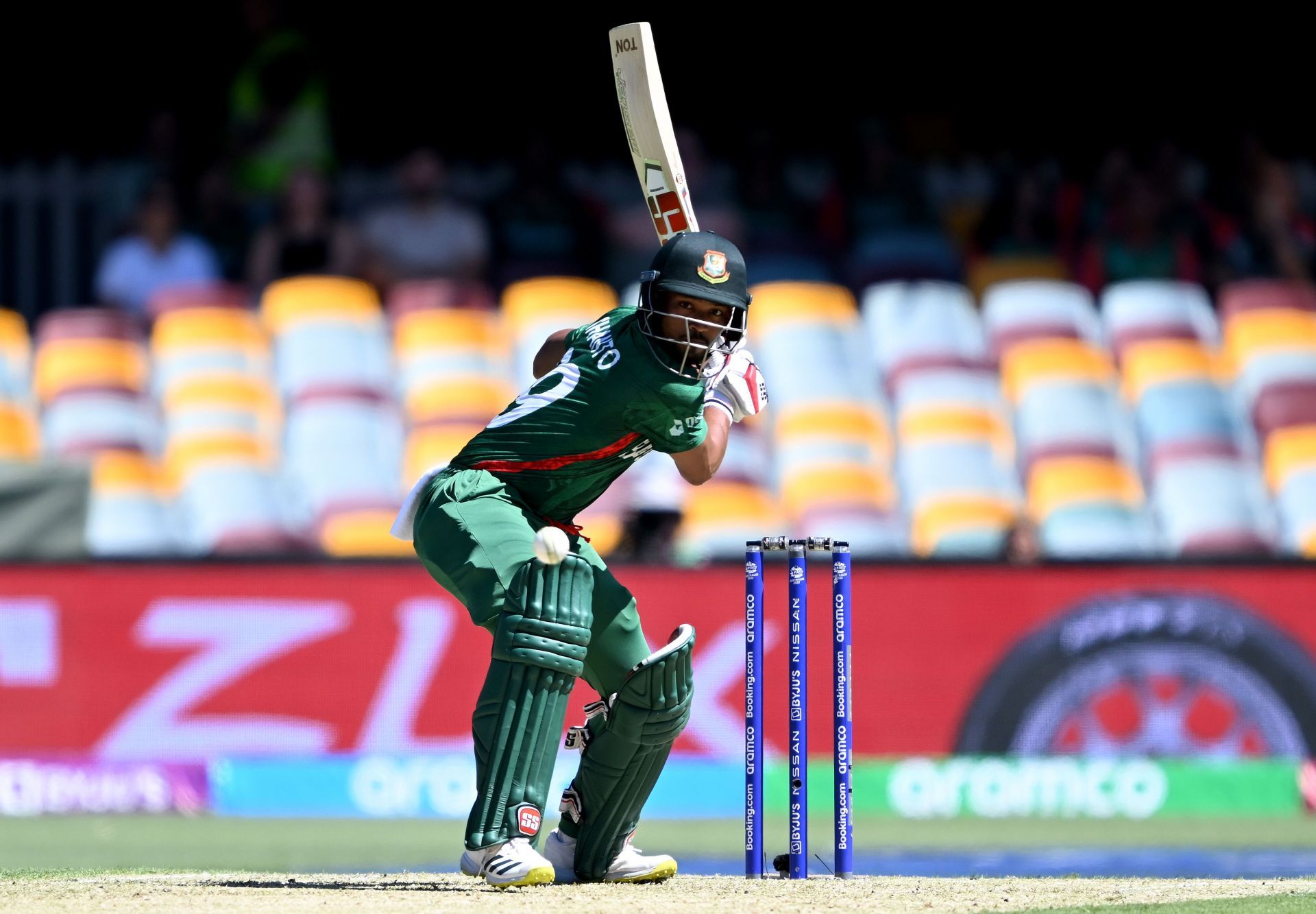 Najmul Hossain Shanto in action during the Bangladesh v Zimbabwe clash at the ICC Men&#039;s T20 World Cup (Image: Getty)