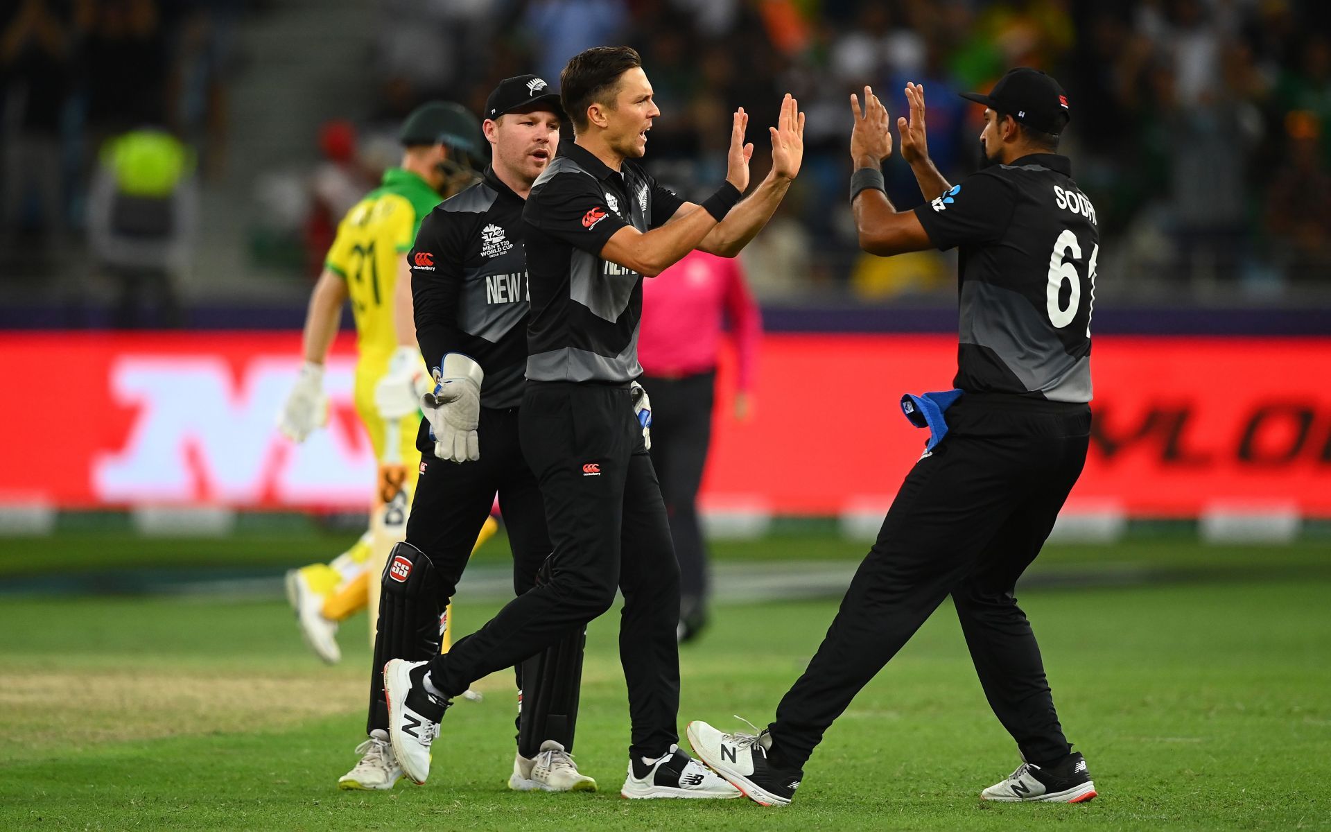 Trent Boult (left) during the T20 World Cup 2021 final. Pic: Getty Images