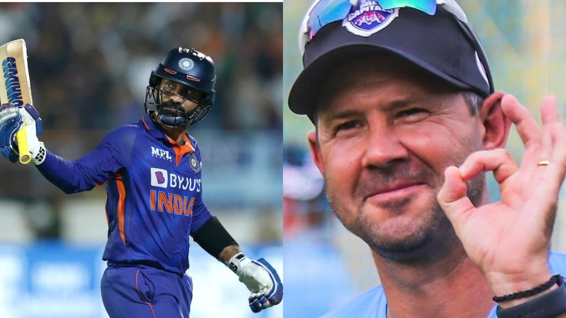 Dinesh Karthik (L) and Ricky Ponting (P.C.: Twitter)