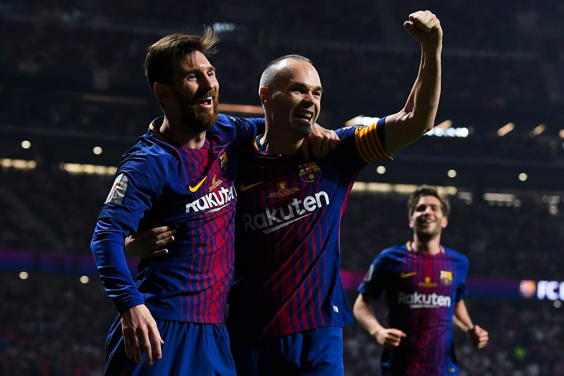 Lionel Messi (left) and Andres Iniesta (right) during their time together at Barca