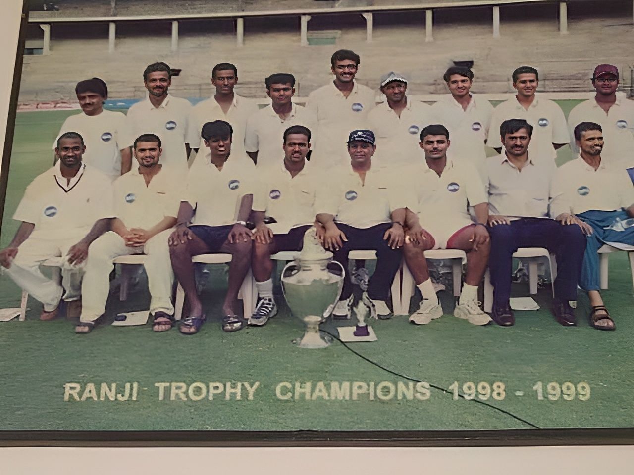 The victorious Karnataka team all smiles with the Ranji Trophy!