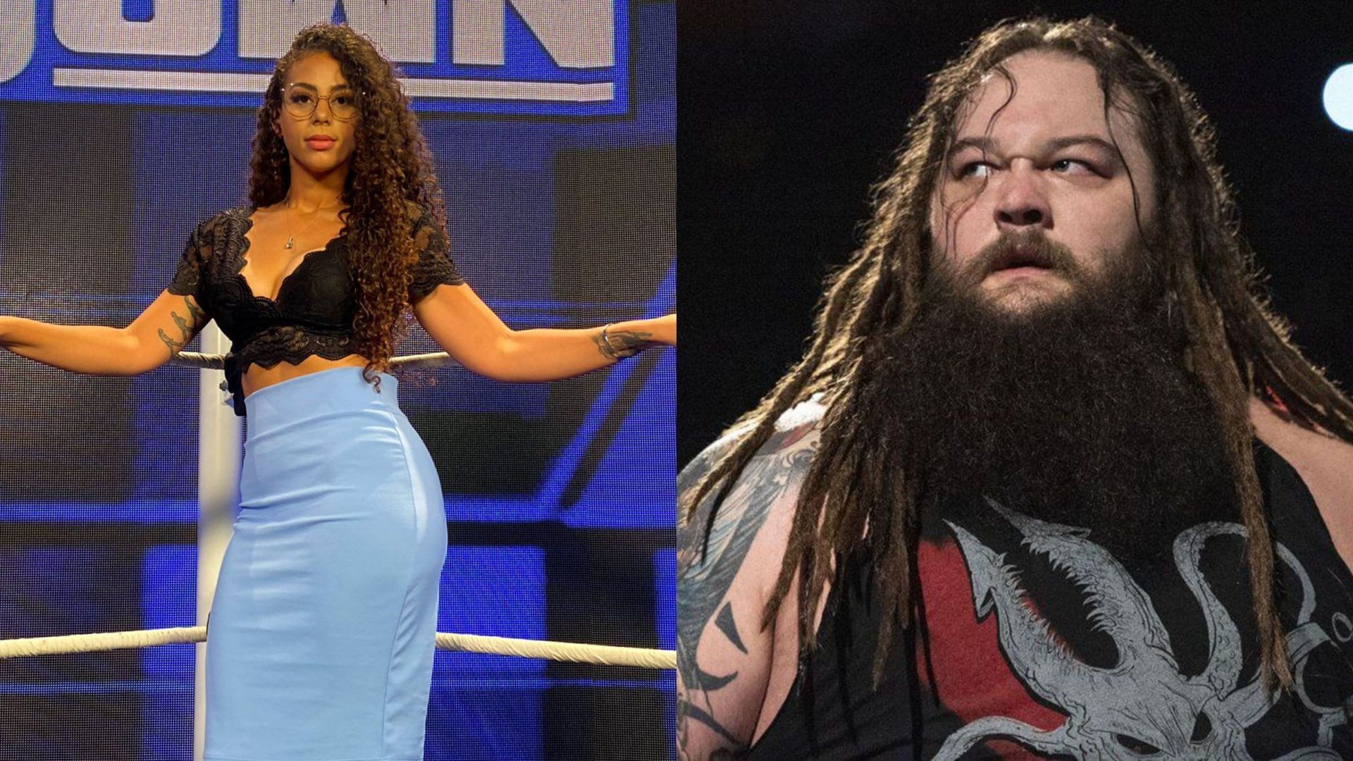 Samantha Irvin (left) and Bray Wyatt (right)