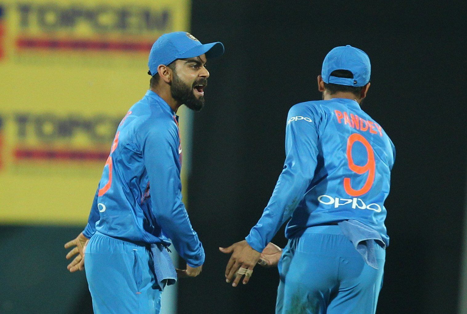 Virat Kohli and Manish Pandey in the field during the match against Australia in 2017 in Guwahati