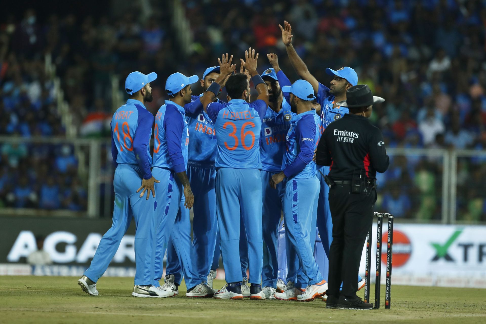 Harshal Patel celebrating a wicket. (Image Credits: Getty)