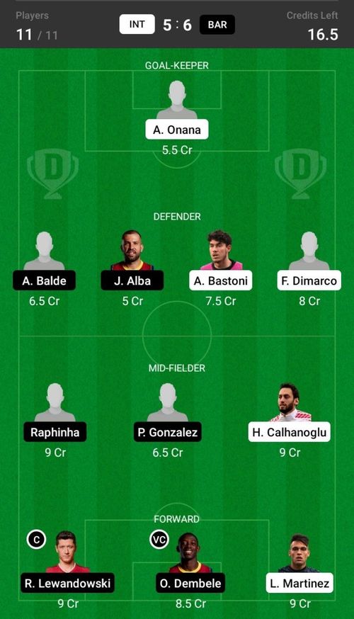 Inter Milan vs Barcelona Dream11 Fantasy suggestion- 1.