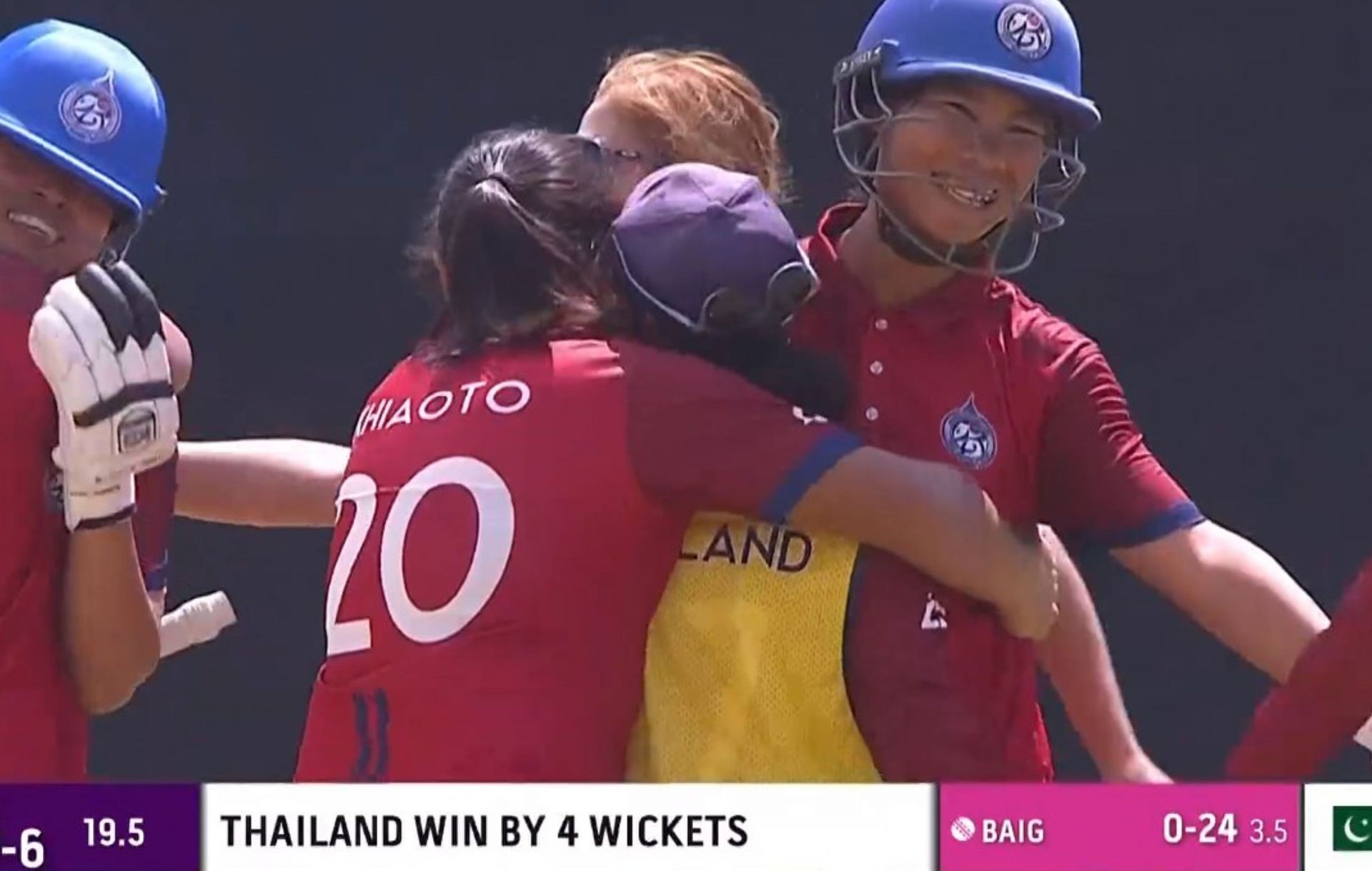 Thailand team celebrating after the win (Credits: Hotstar)