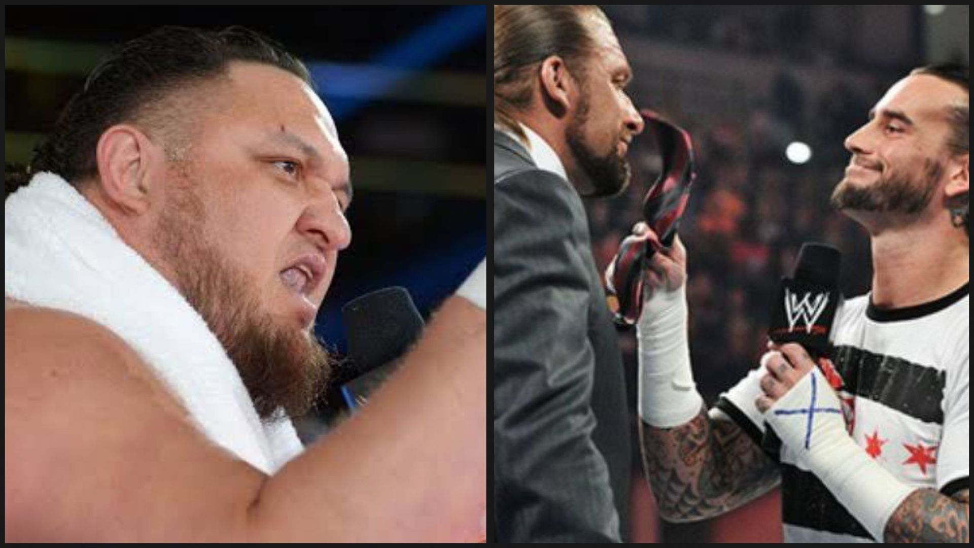 Samoa Joe (L) and CM Punk (R) didn