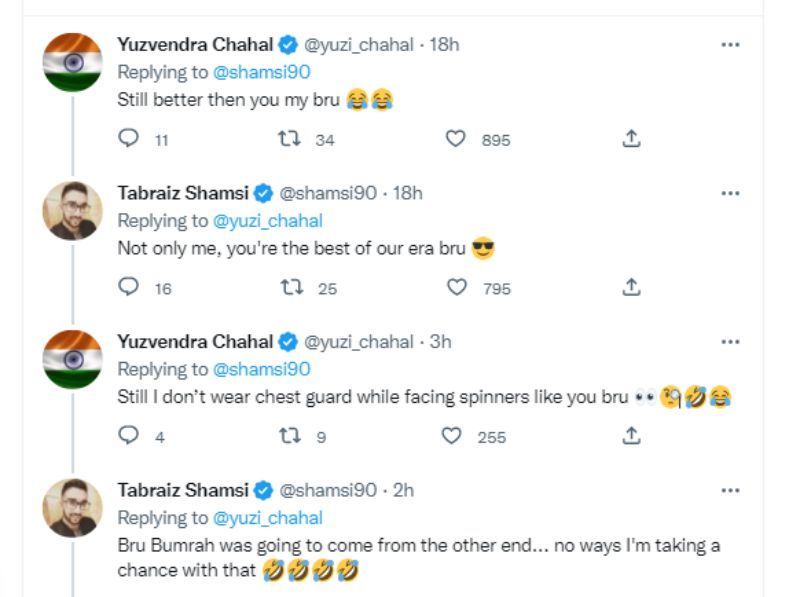 A screenshot of the Chahal-Shamsi batting &ldquo;debate&rdquo;.