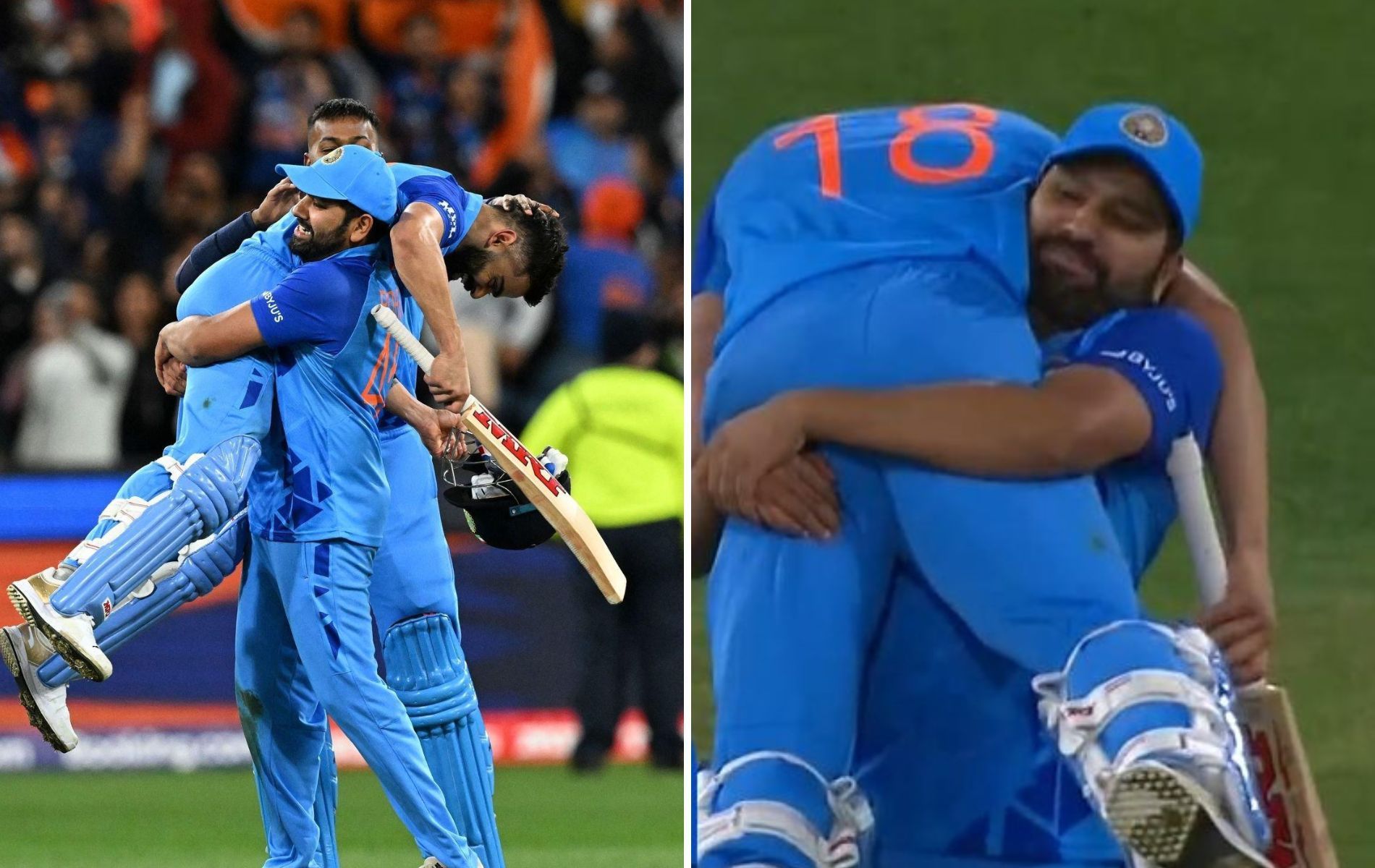 Rohit Sharma and Virat Kohli celebrate India