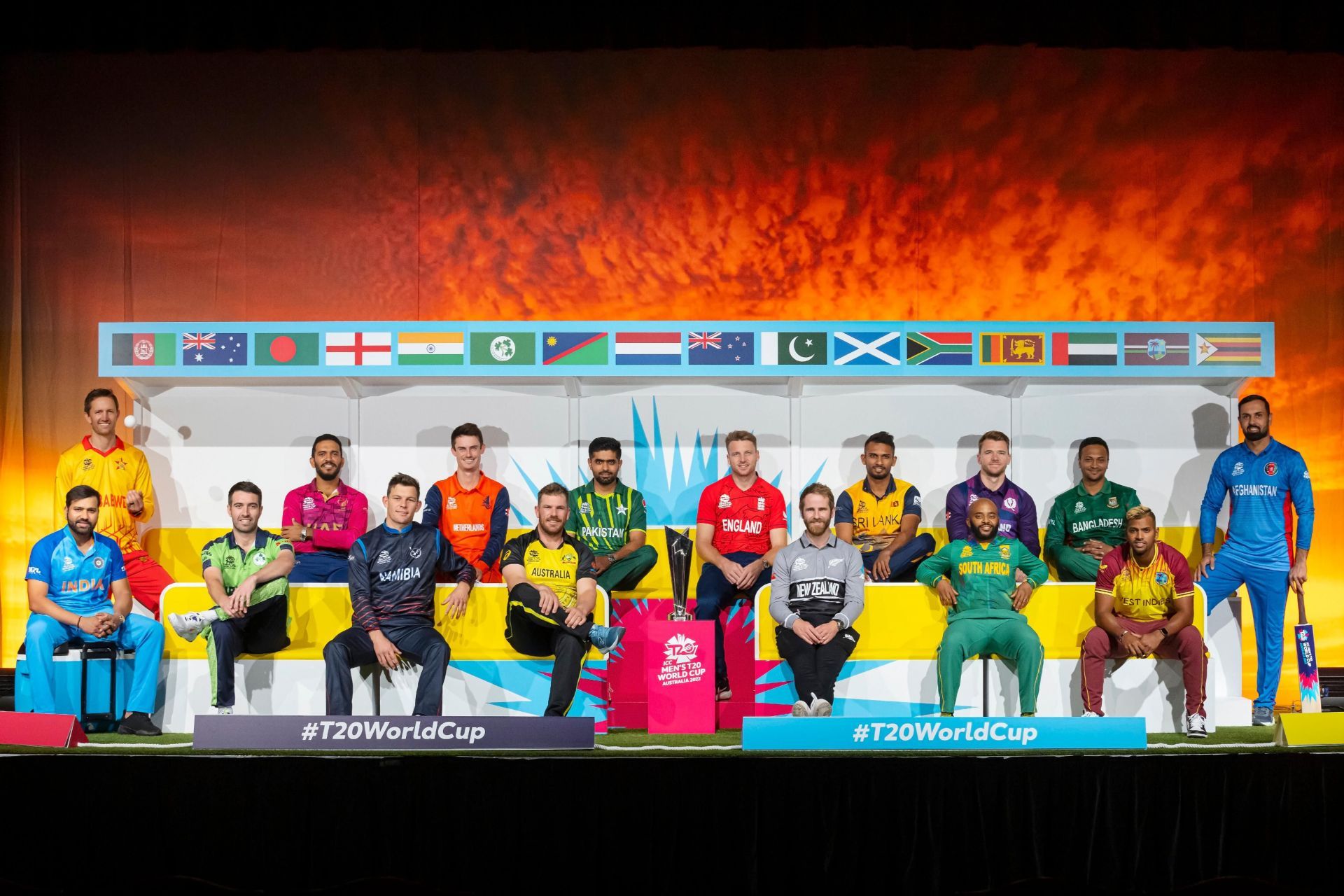 Captains of 16 participating teams in the 2022 T20 World Cup (Credits: ICC)