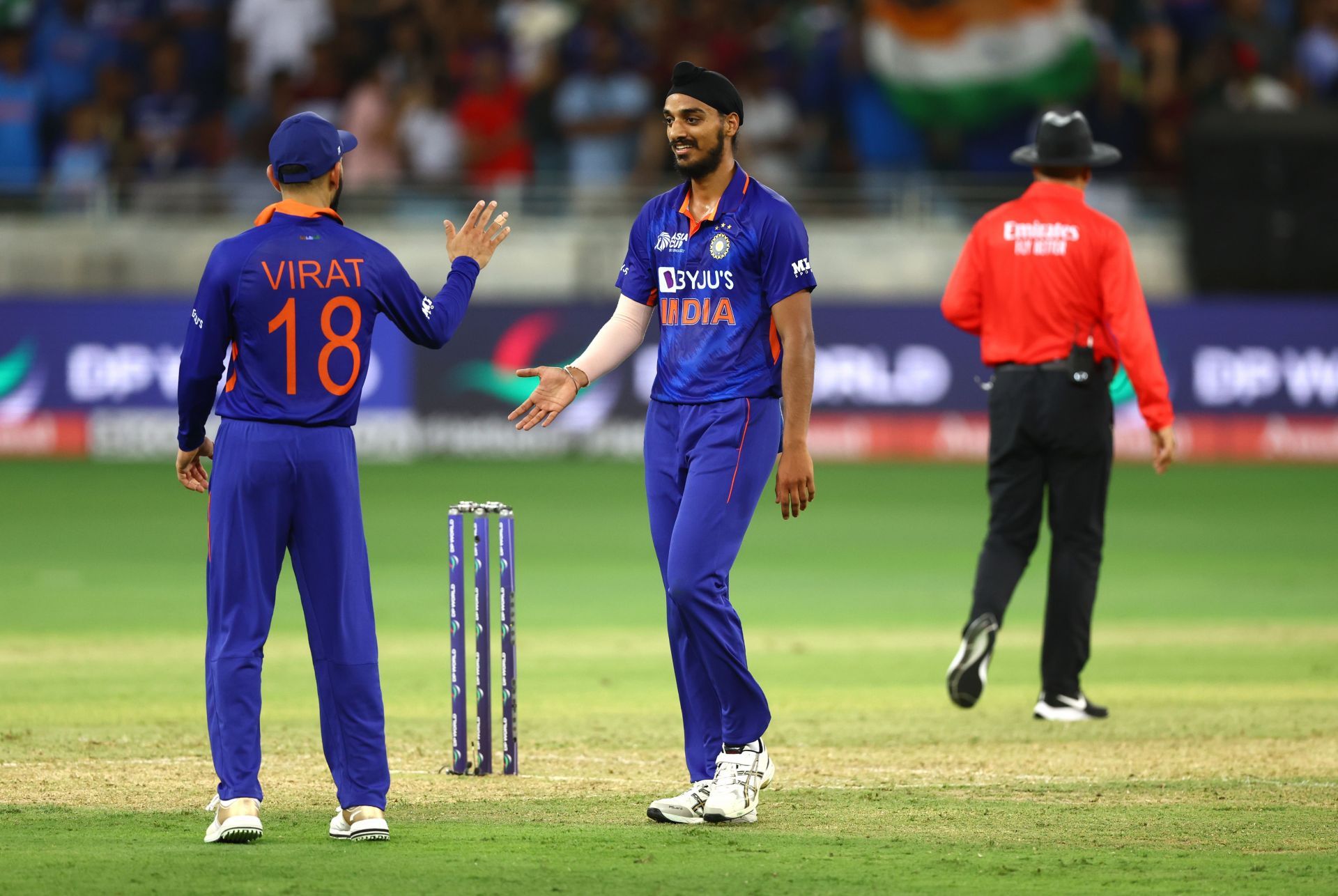 Arshdeep Singh has figures of 2/10 after his first 2 overs (Image: Getty)