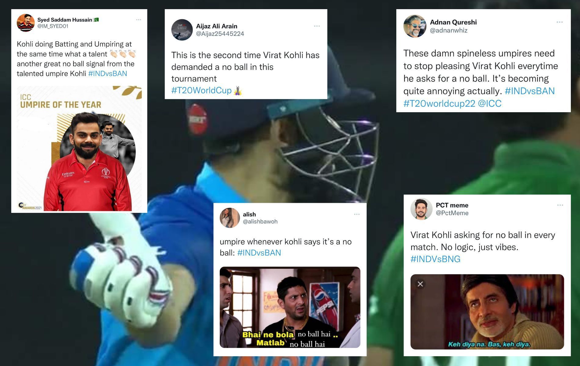 Virat Kohli was slammed by many Pakistani fans for demanding a no-ball. (Pics: Twitter)