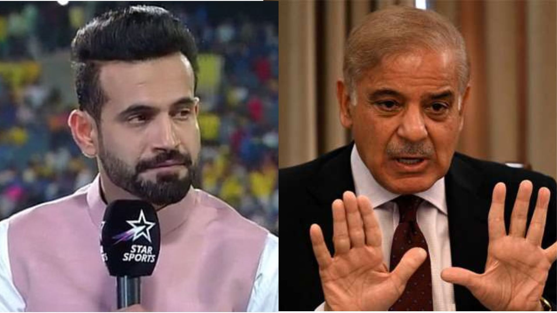 Irfan Pathan (L) and Shehbaz Sharif. (P.C.:Twitter)