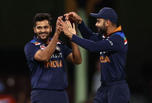 Shardul Thakur (left) with Virat Kohli. Pic: Getty Images