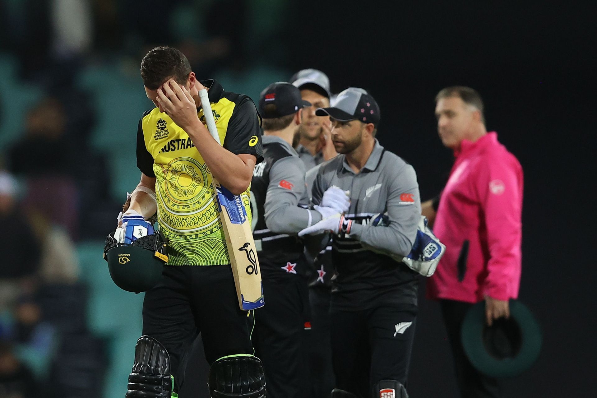 New Zealand thrashed Australia in the opening game of the T20 World Cup.