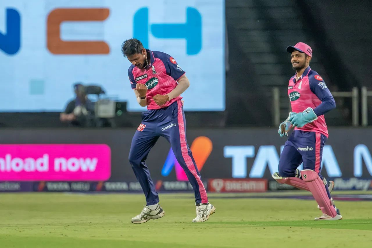 Kuldeep Sen celebrates a wicket against RCB. Image Credits: BCCI/IPL.