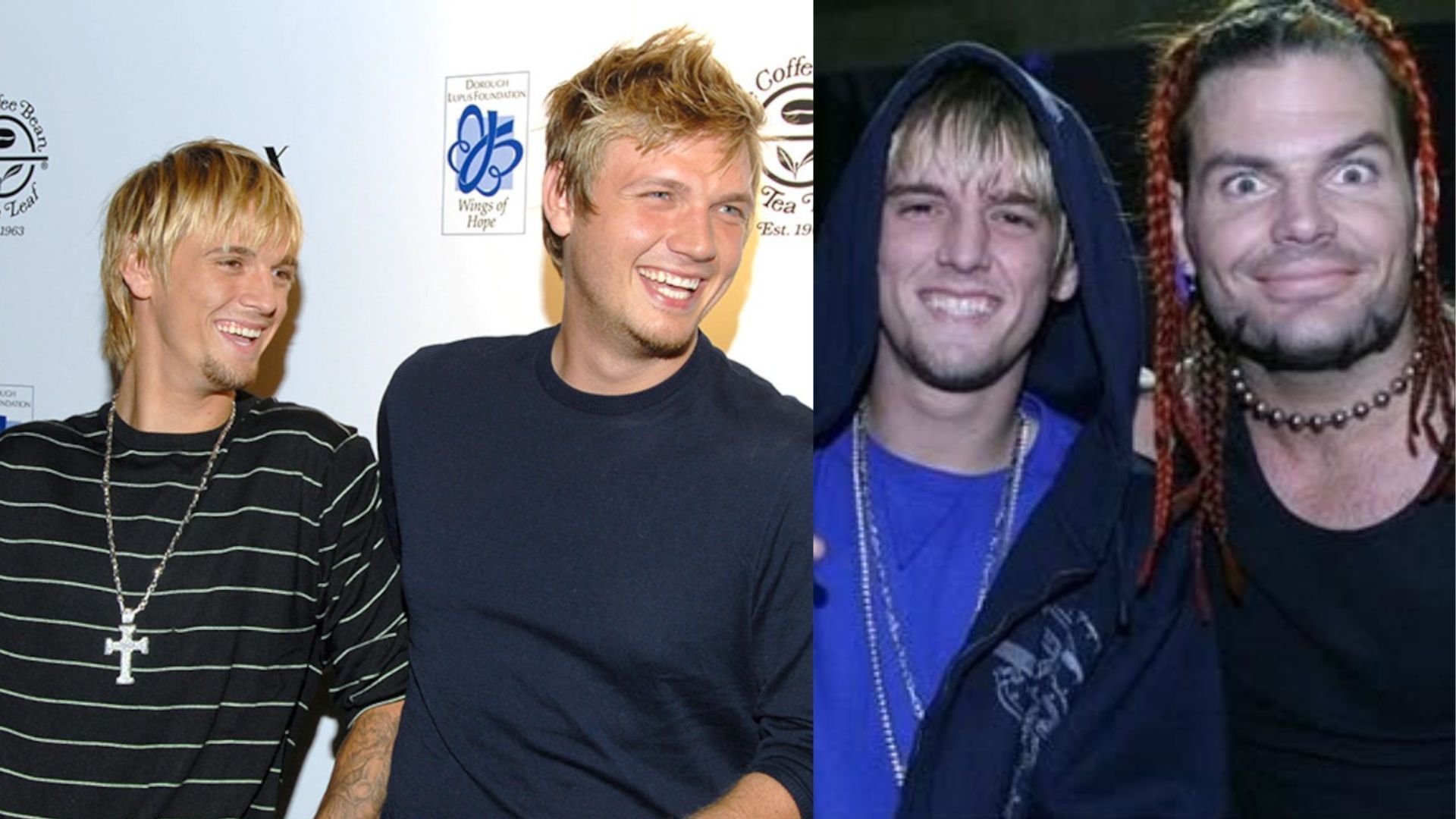 Aaron Carter with Nick Carter (L) &amp; Jeff Hardy (R)