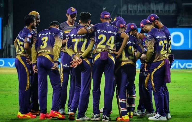 Kolkata Knight Riders in a huddle. Pic: IPLT20.COM