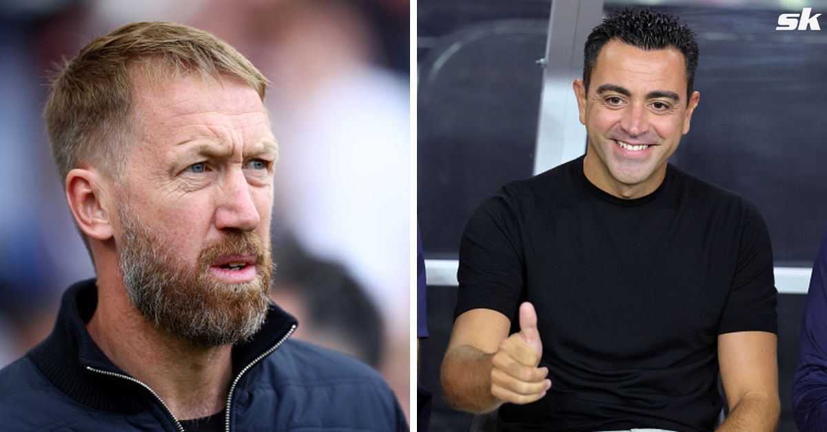 [L-to-R] Chelsea boss Graham Potter and Barcelona manager Xavi Hernandez.