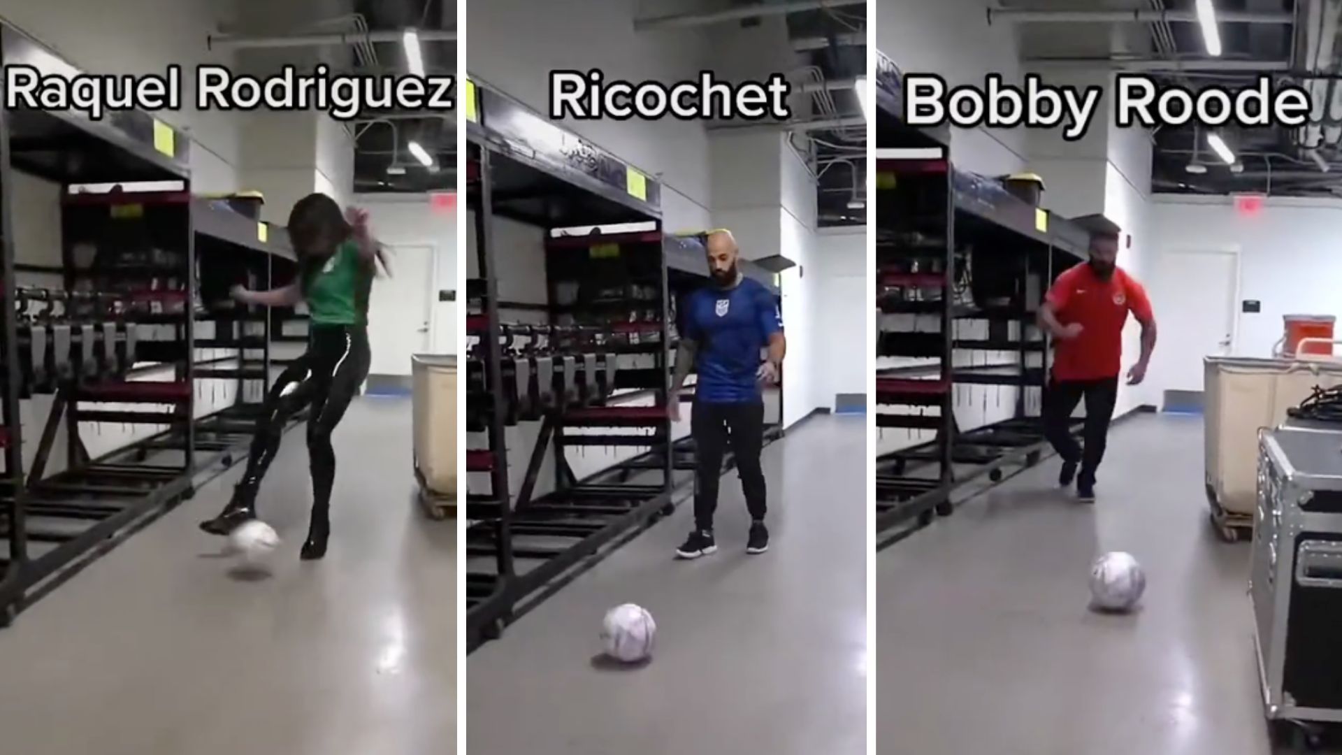 Several WWE superstars showed off their skills ahead of Fifa World Cup