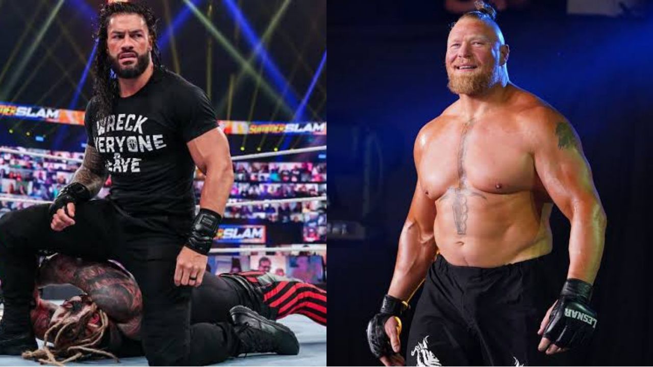 अनडिस्प्यूटेड WWE यूनिवर्सल चैंपियन रोमन रेंस और ब्रॉक लैसनर 