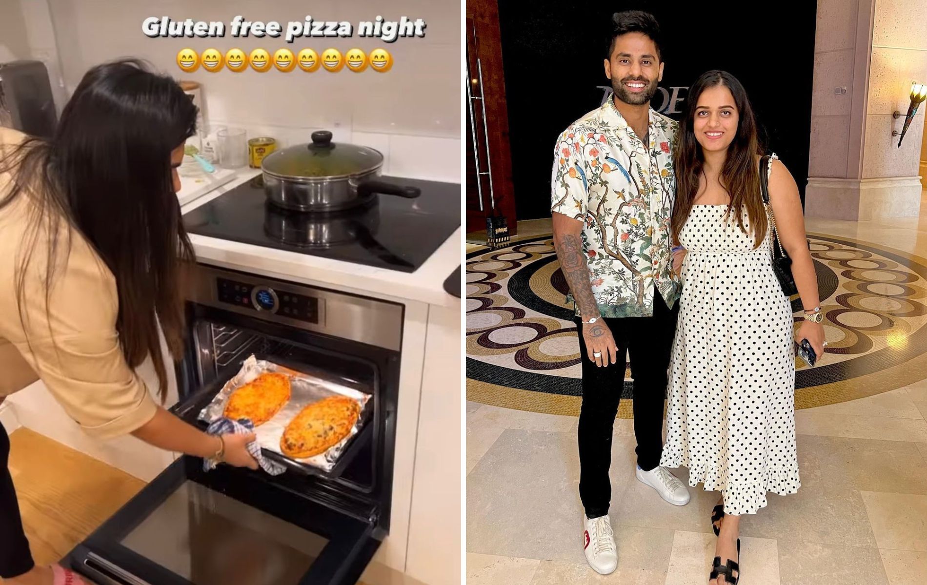 Suryakumar Yadav with his wife Devisha (R). (Pics: Instagram) 