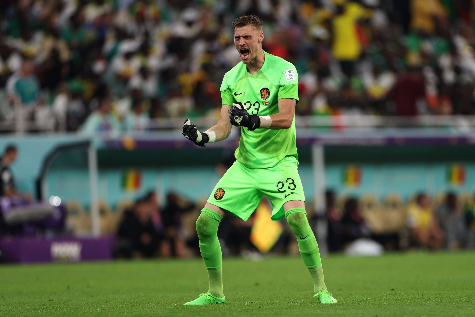 Andries Noppert celebrates his side 2-0 victory over Senegal