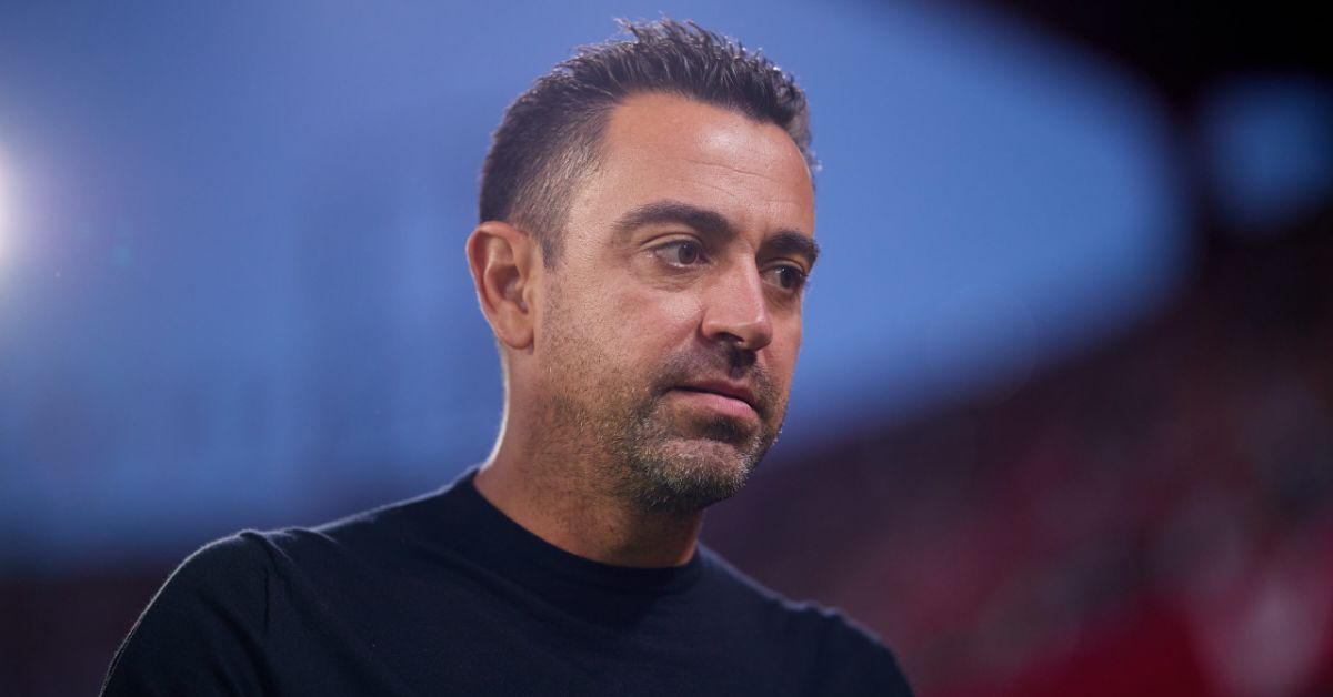 Barcelona manager Xavi Hernandez looks on.