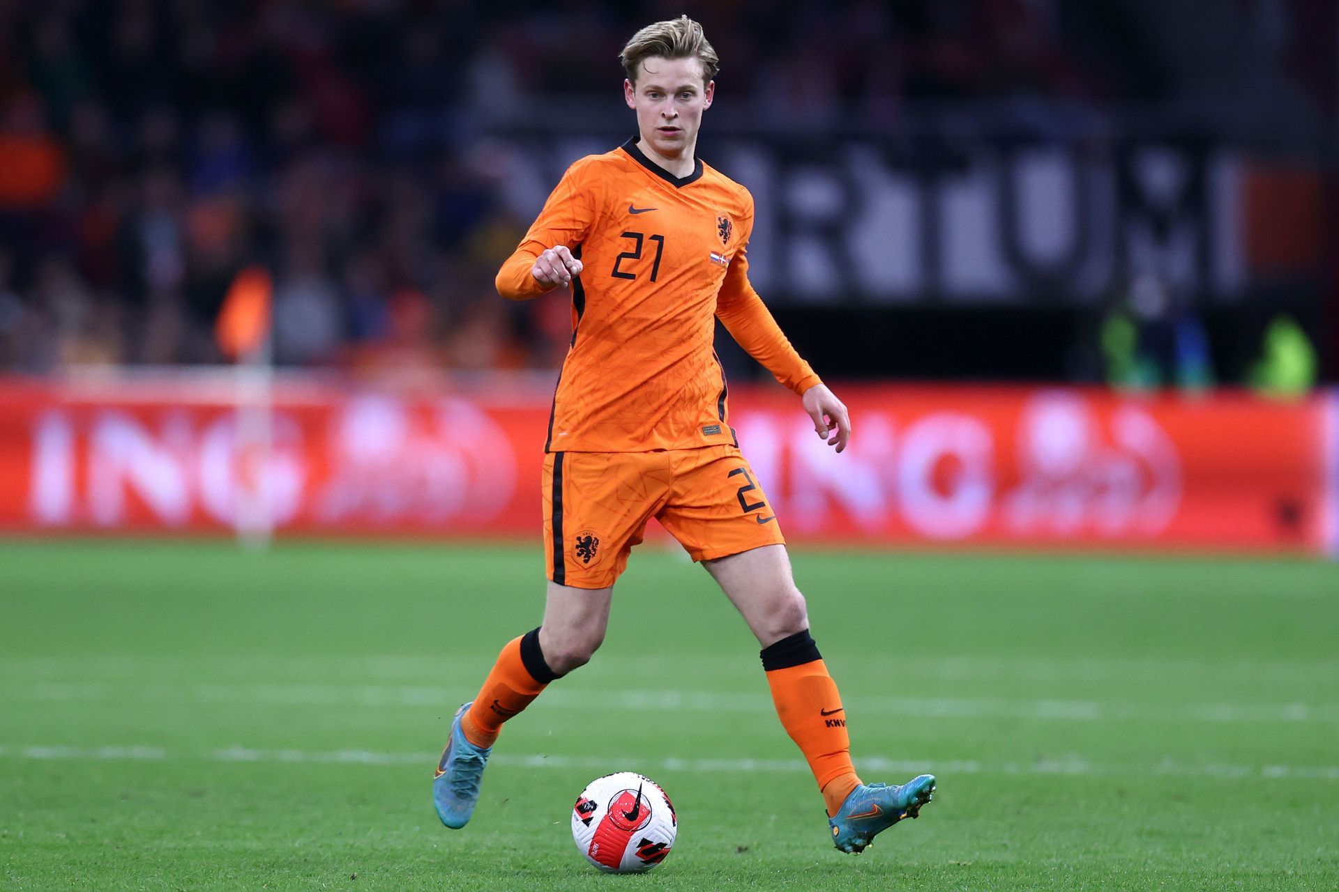 Frenkie de Jong in action against Denmark