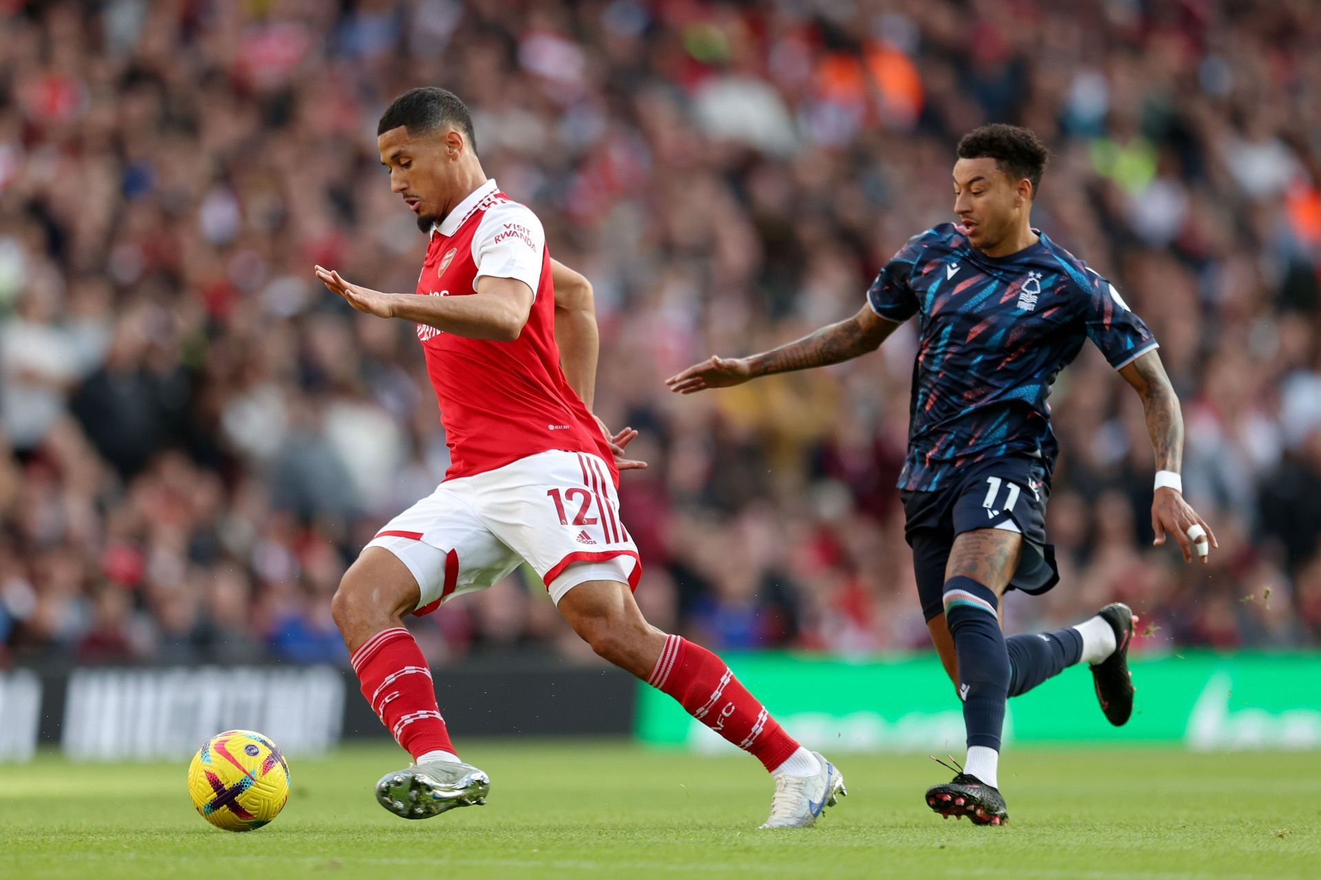 William Saliba (left) has hit the ground running at the Emirates this season.