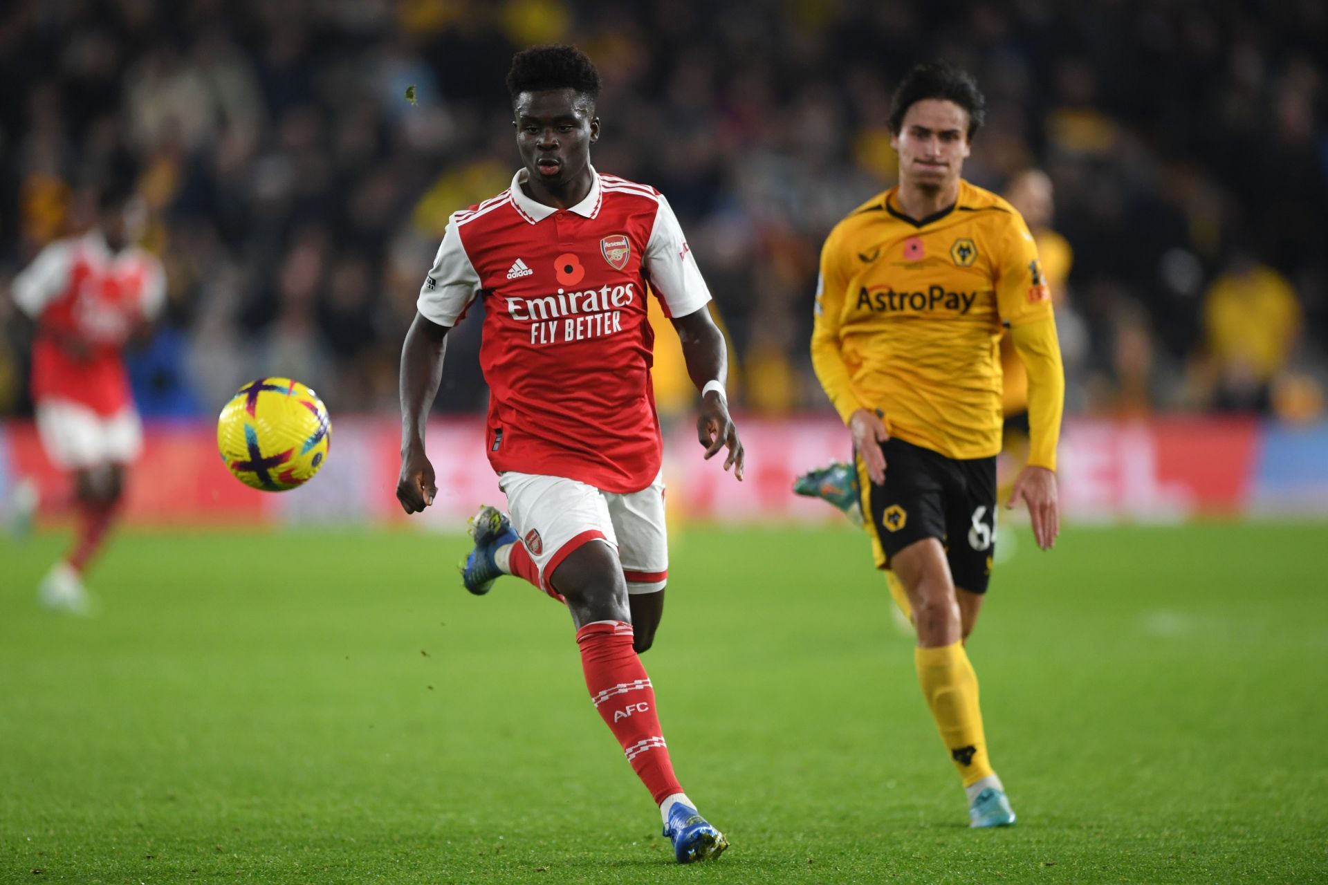 Bukayo Saka (left) has lit up the Emirates this season.