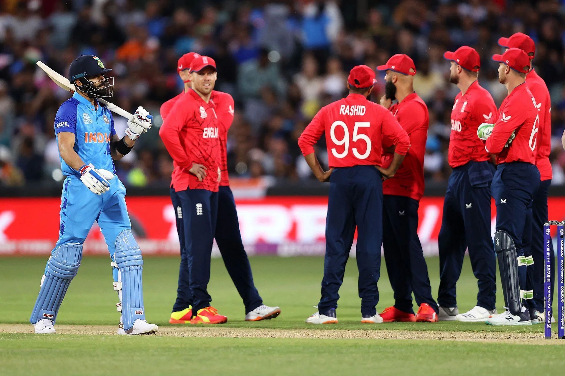 Virat Kohli scored his fourth half-century of the T20 World Cup 2022 the semi-final against England. However, he was dismissed for exactly 50 off 40 balls, just when Team India were hoping for him to accelerate. Pic: Getty Images