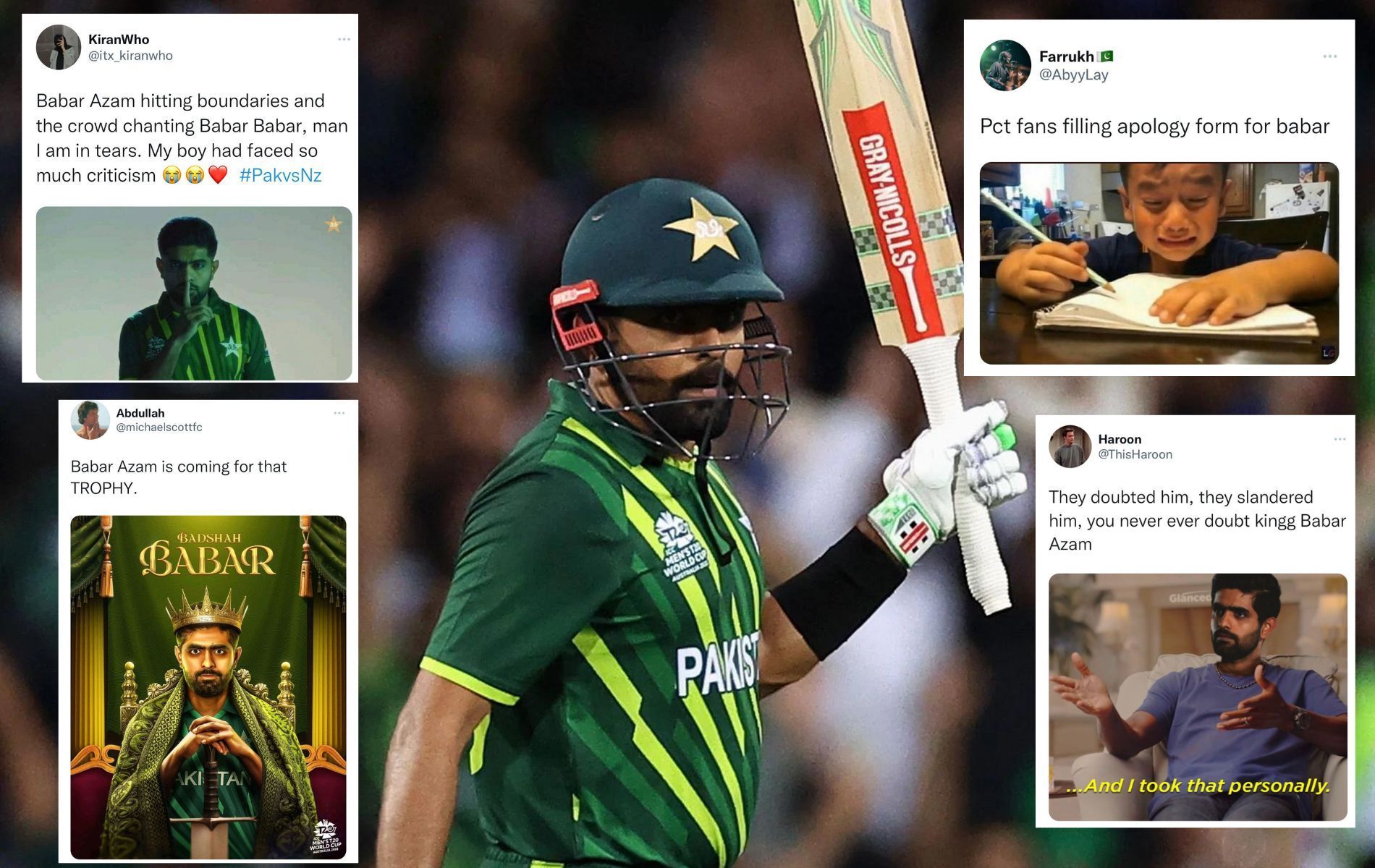 Babar Azam received praise from all quarters for his knock against New Zealand. (Pics: Getty/Twitter)