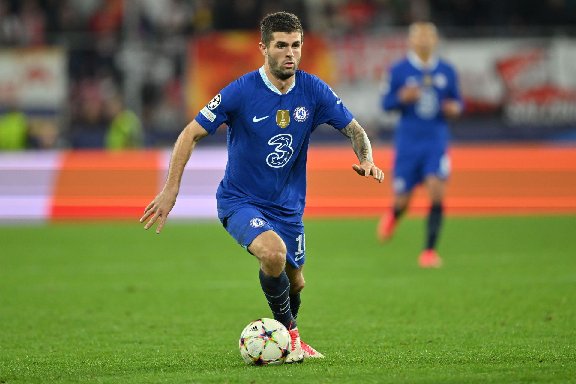 Christian Pulisic in action v FC Salzburg in the UEFA Champions League