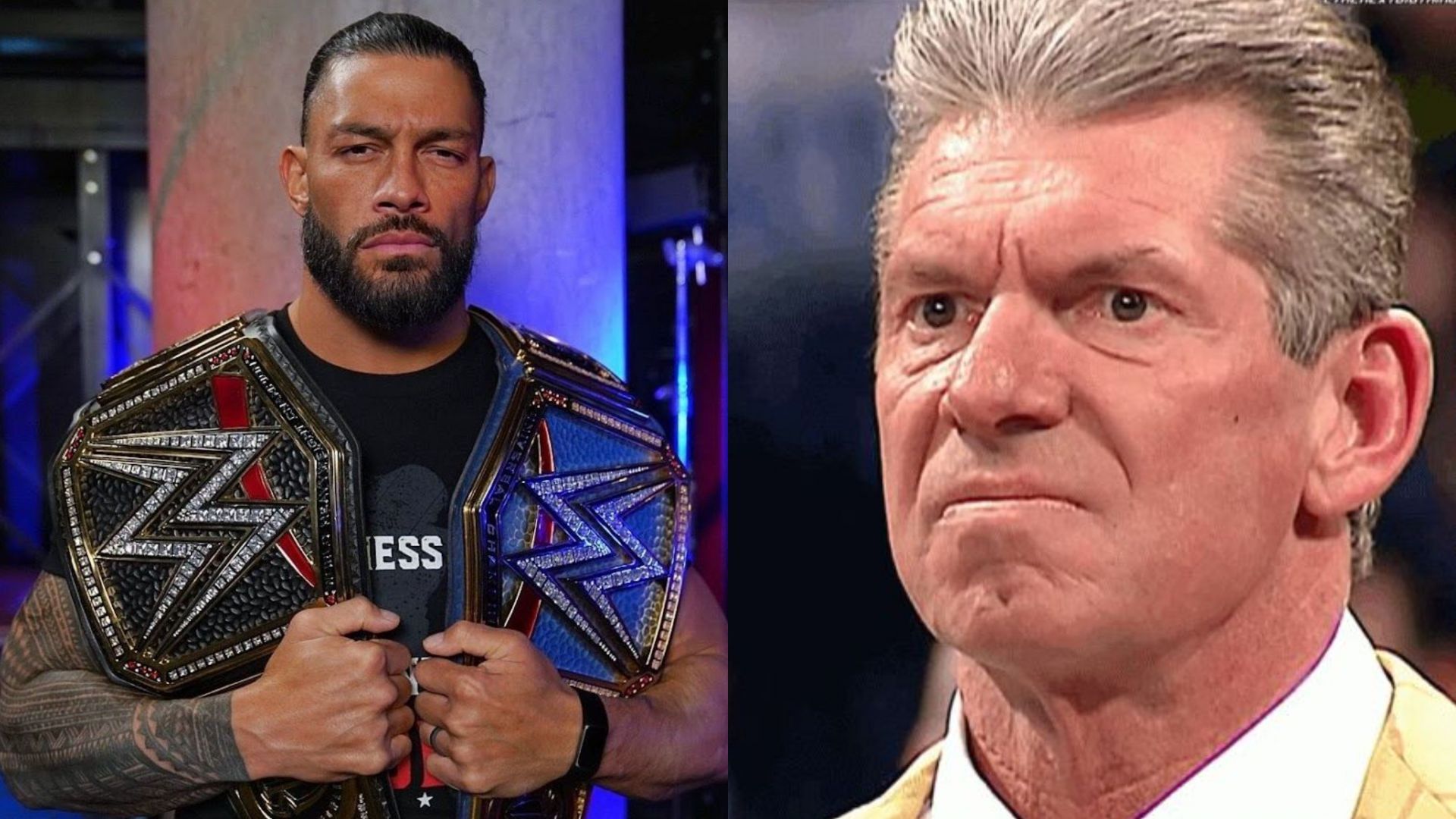 Roman Reigns (left) and Vince McMahon (right)