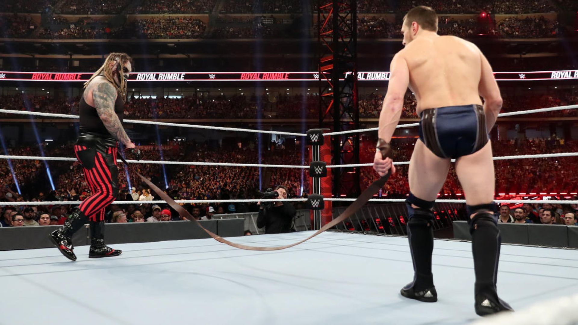 Bray Wyatt fought Daniel Bryan in a strap match at Royal Rumble 2020