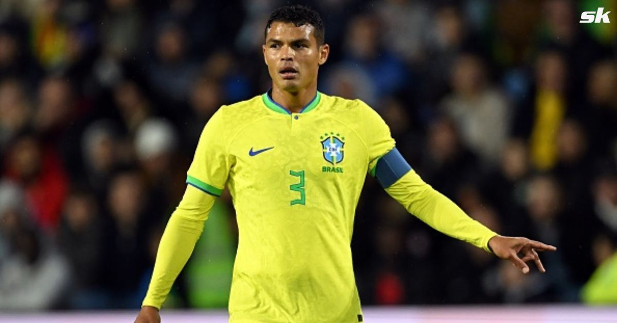 Brazil captain Thiago Silva in action.