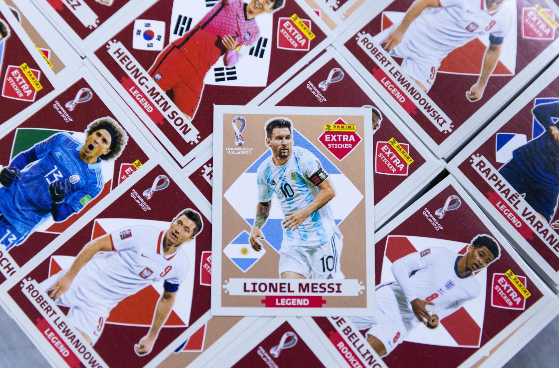 Panini Hub in Sao Paulo distributes football sticker amid World Cup Fever: PSG superstar Lionel Messi.