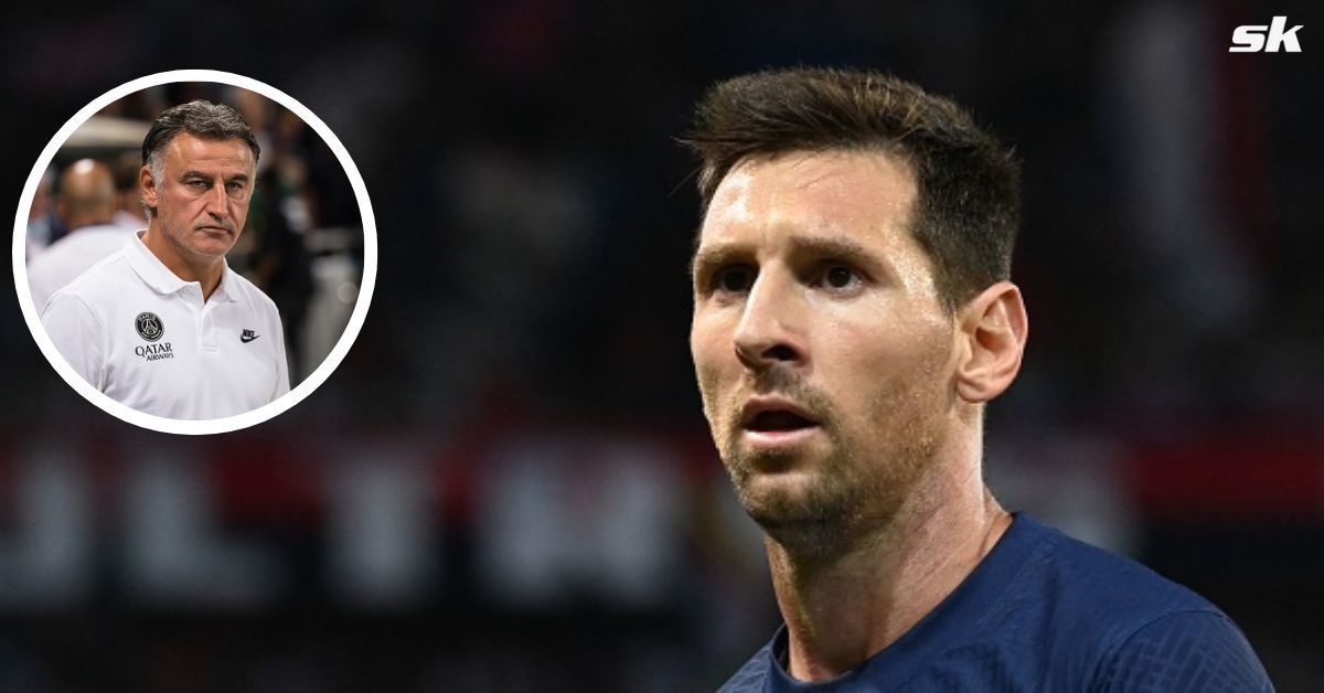 PSG forward Lionel Messi; [inset] Christophe Galtier.