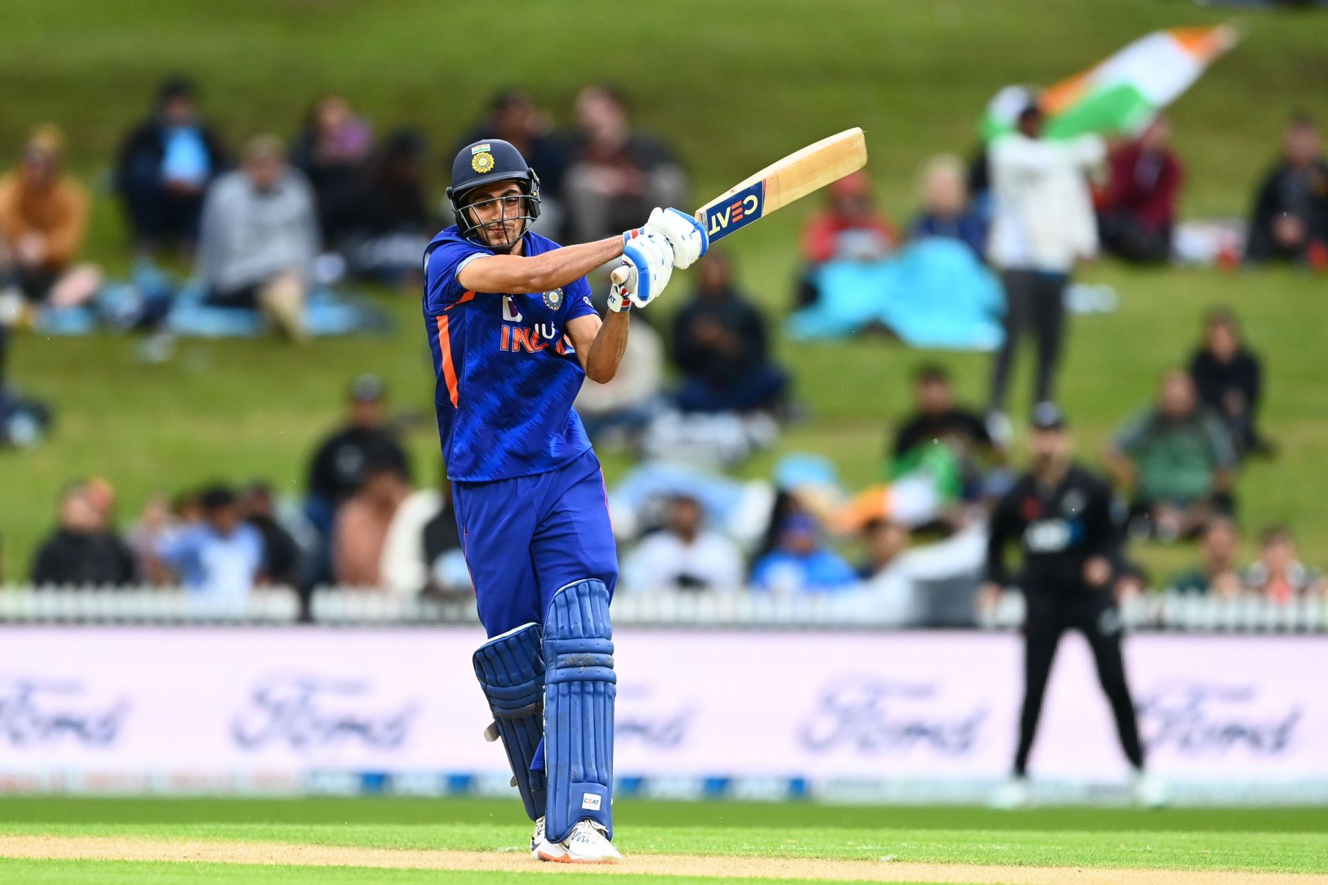 Shubman Gill batting during New Zealand v India - 2nd ODI