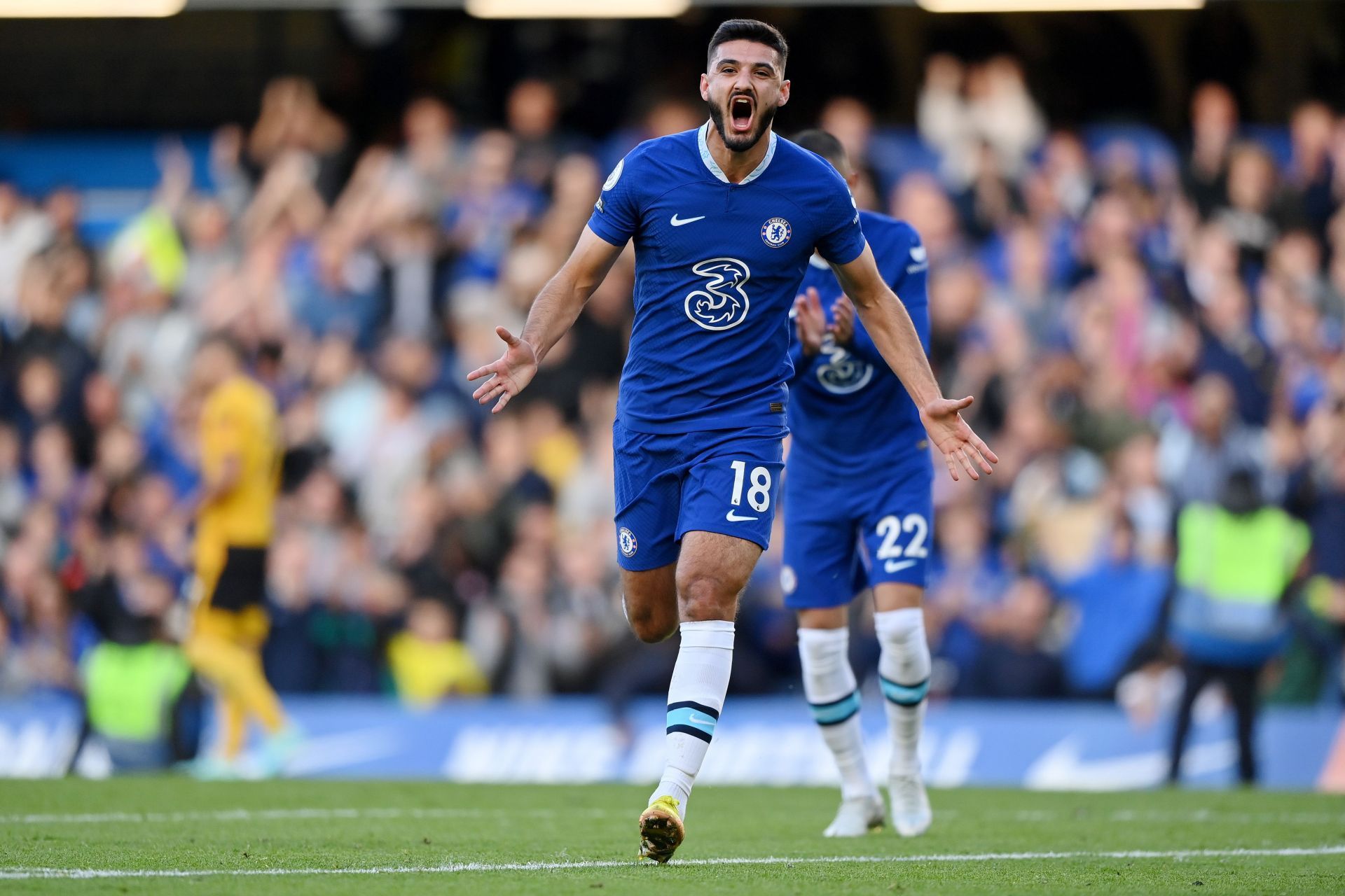 Armando Broja celebrates his goal against Wolverhampton Wanderers