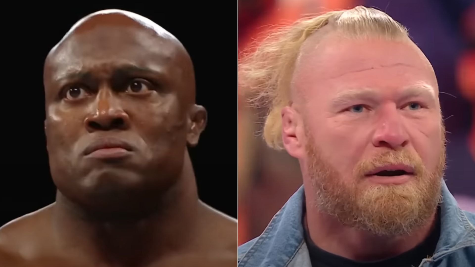 Bobby Lashley (left); Brock Lesnar (right)