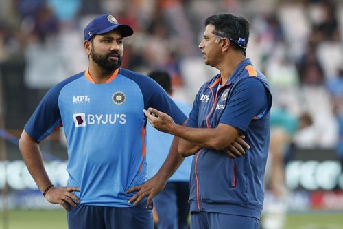 Skipper Rohit Sharma (left) with the head coach. Pic: Getty Images