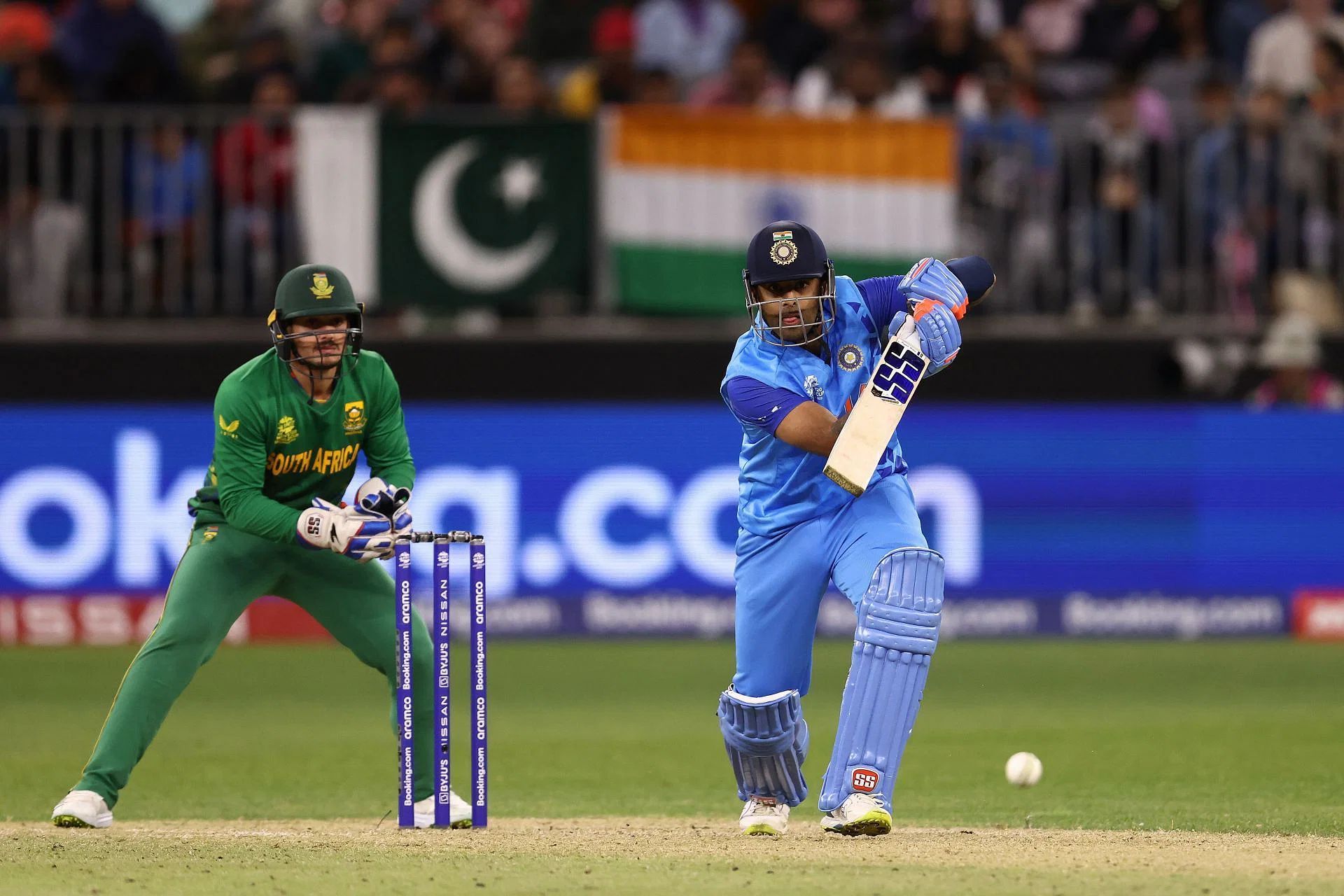 Suryakumar Yadav was the only Indian batter who passed the Proteas pace test in Perth. He scored a high-class 68 off 40 balls to give some respectability to the Indian total. Pic: Getty Images