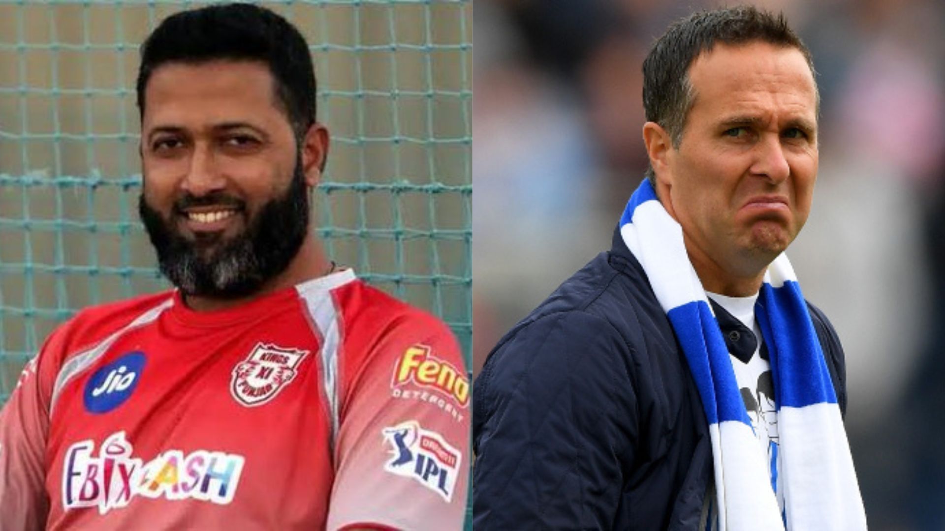 Wasim Jaffer (L) and Michael Vaughan (P.C.:Twitter)