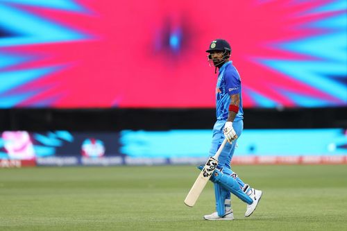 KL Rahul walks back after being dismissed by Chris Woakes. (Credits: Getty)