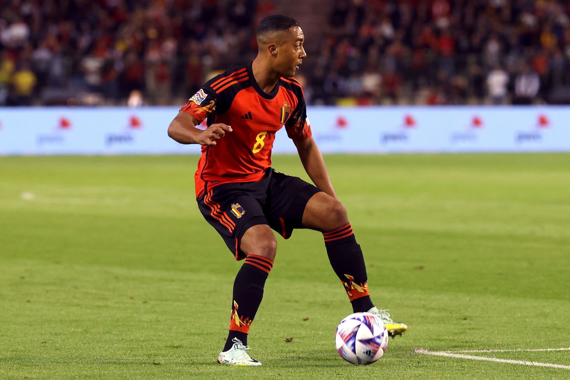 Youri Tielemans in action for Belgium against Wales