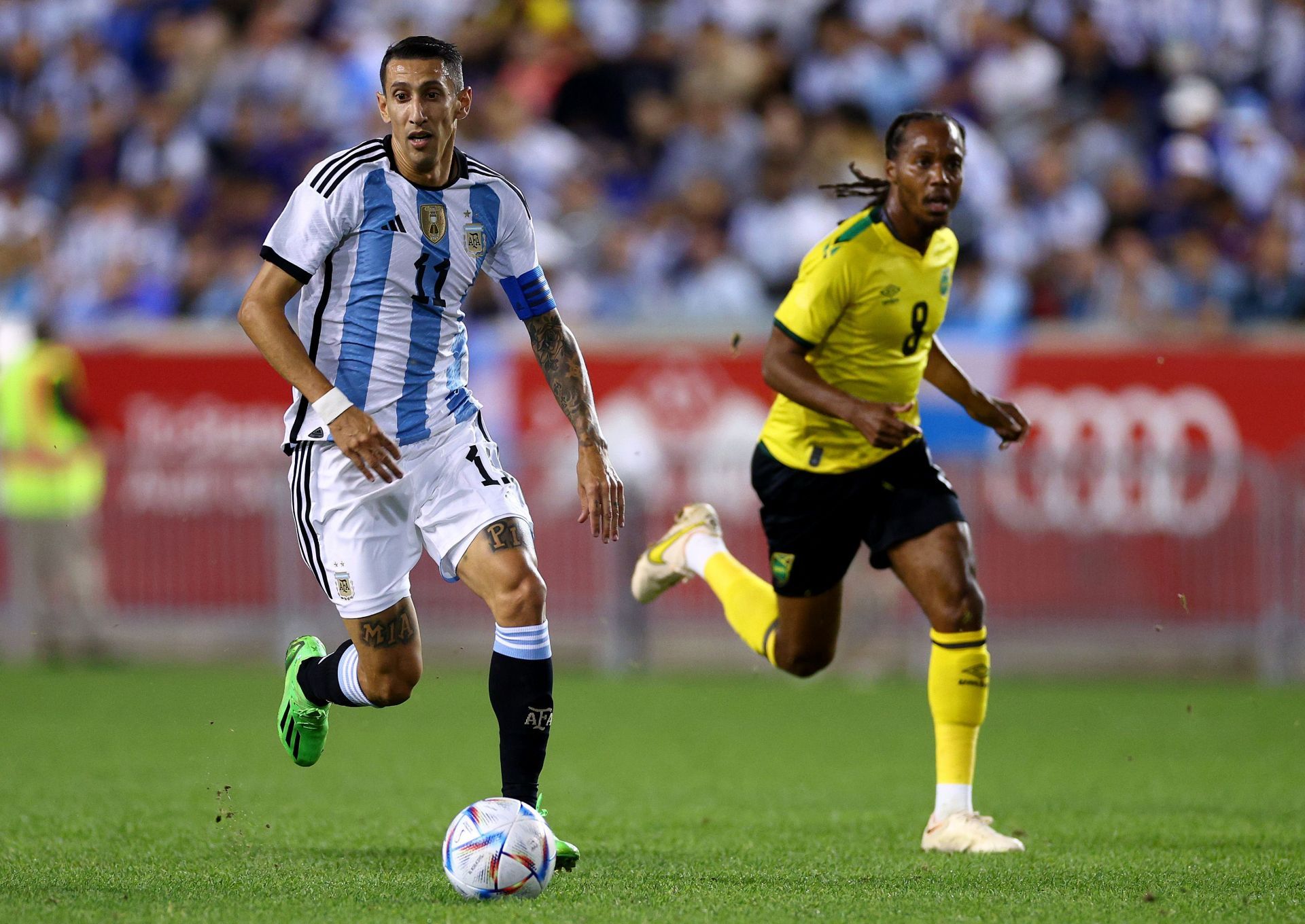 Angel Di Maria in action against Jamaica 