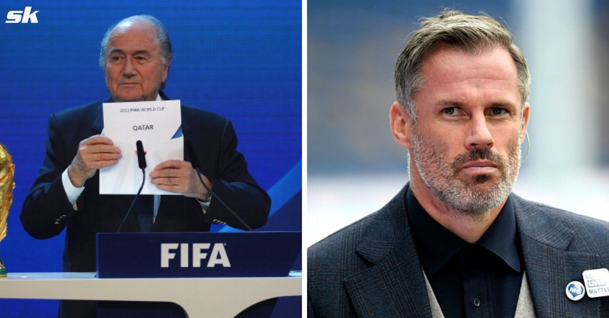 Jamie Carragher provided a hilarious reaction to former FIFA president Sepp Blatter