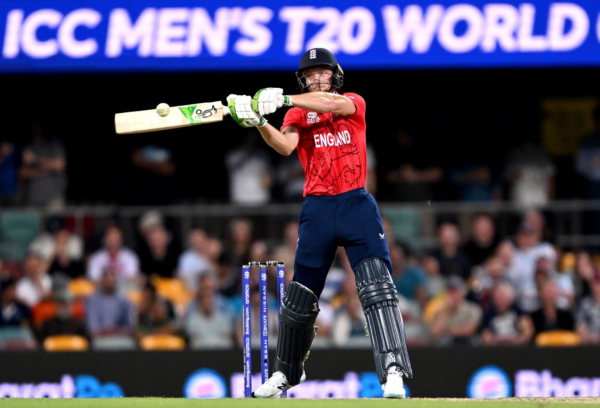 Jos Buttler in action during the England v New Zealand clash at the ICC Men&#039;s T20 World Cup (Image: Getty)